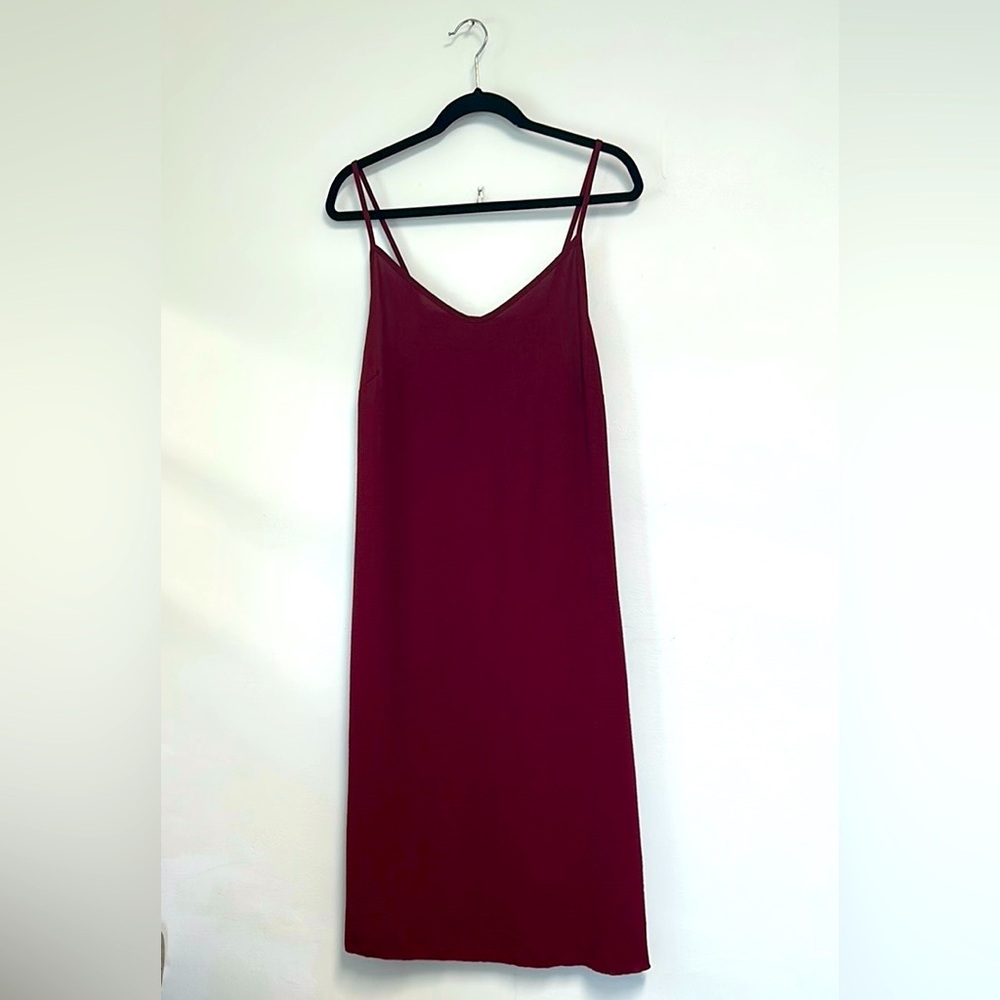 See You Monday LA Summer Silky Style Women’s Size L Maroon Woven Midi Slip Dress